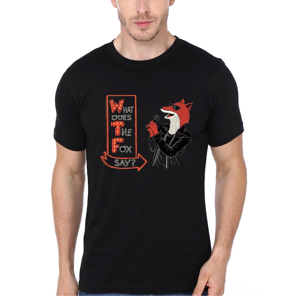 FunkyTradition Black Round Neck WTF Men Half Sleeves T-Shirt