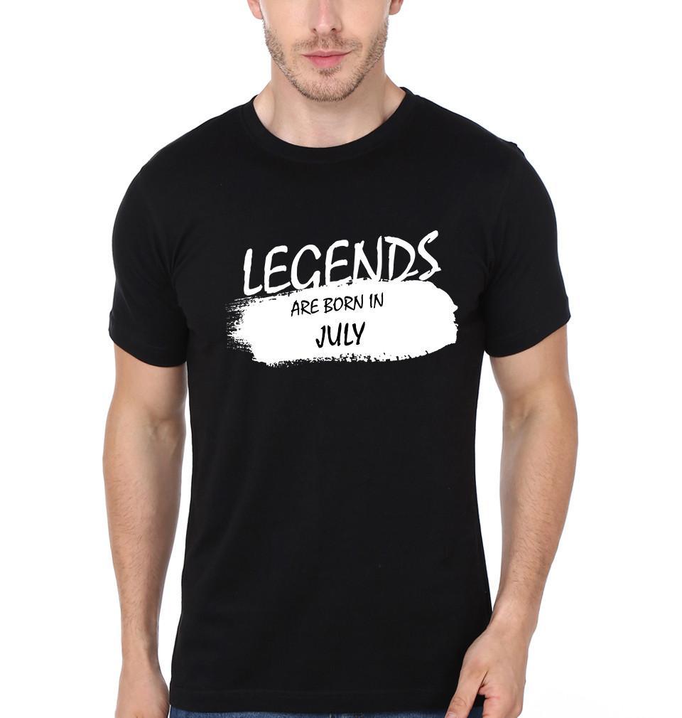 FunkyTradition Black Round Neck Lengends Are Born In July Half Sleeves T-Shirt