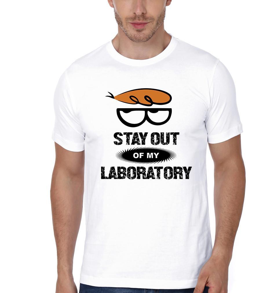 FunkyTradition White Round Neck Stay Out Of My Laboratory Men Half Sleeves T-Shirt