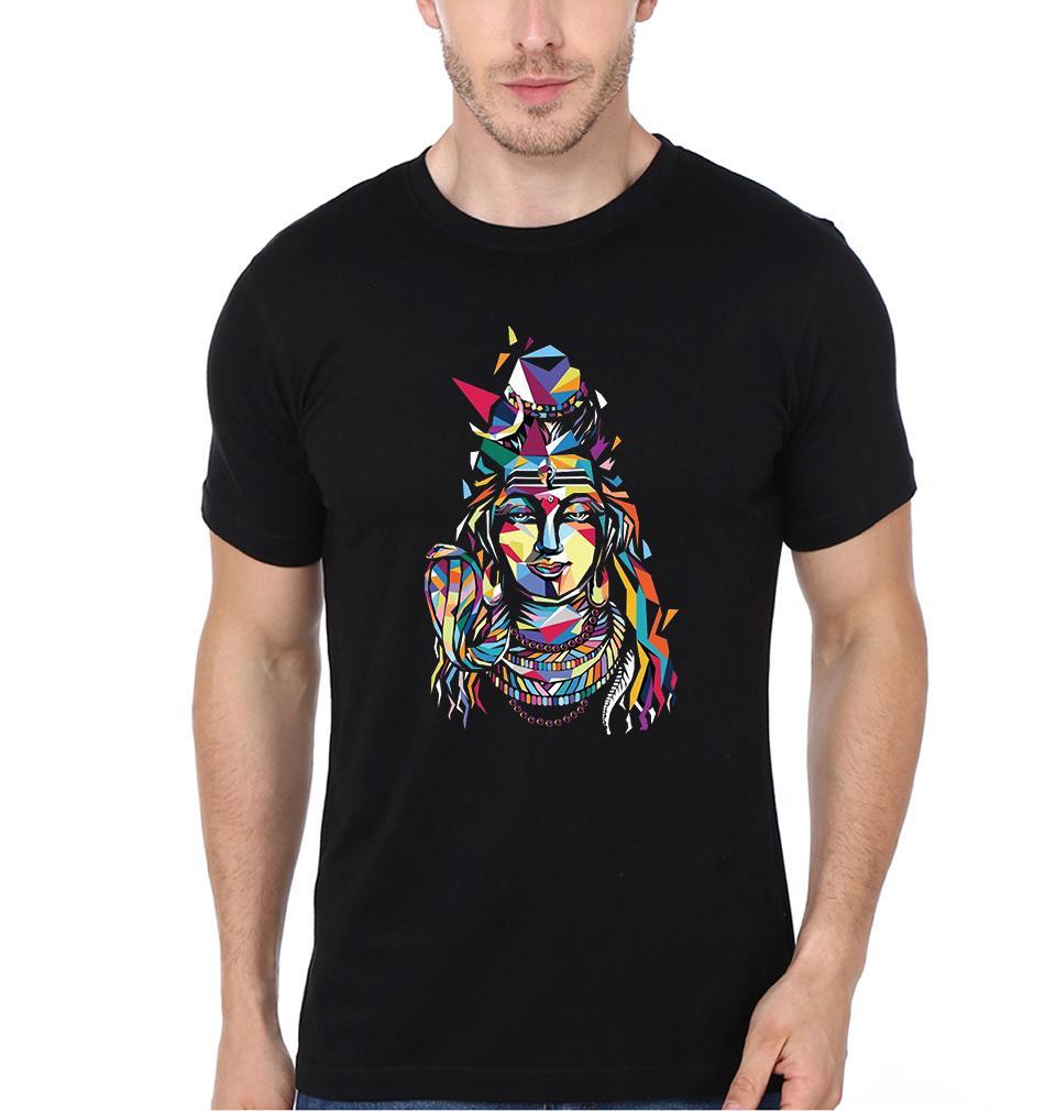 FunkyTradition Black Round Neck Lord Shiva 3D Printed Half Sleeves T-Shirt