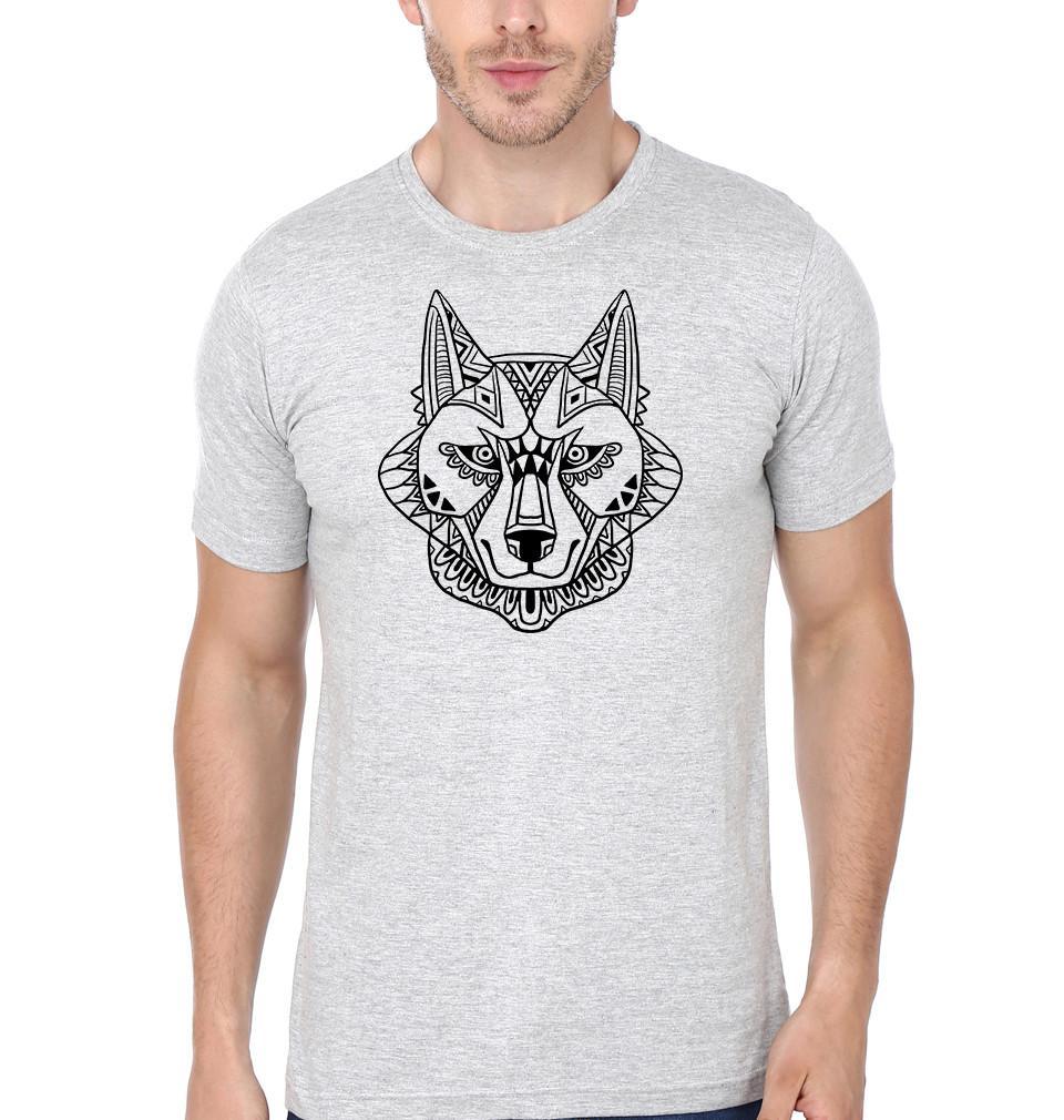 FunkyTradition Grey Round Neck The Wolf Men Half Sleeves T-Shirt
