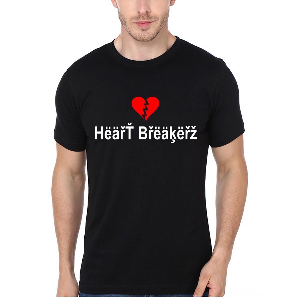 FunkyTradition Black Round Neck Heart Breakerz Men Half Sleeves T-Shirt