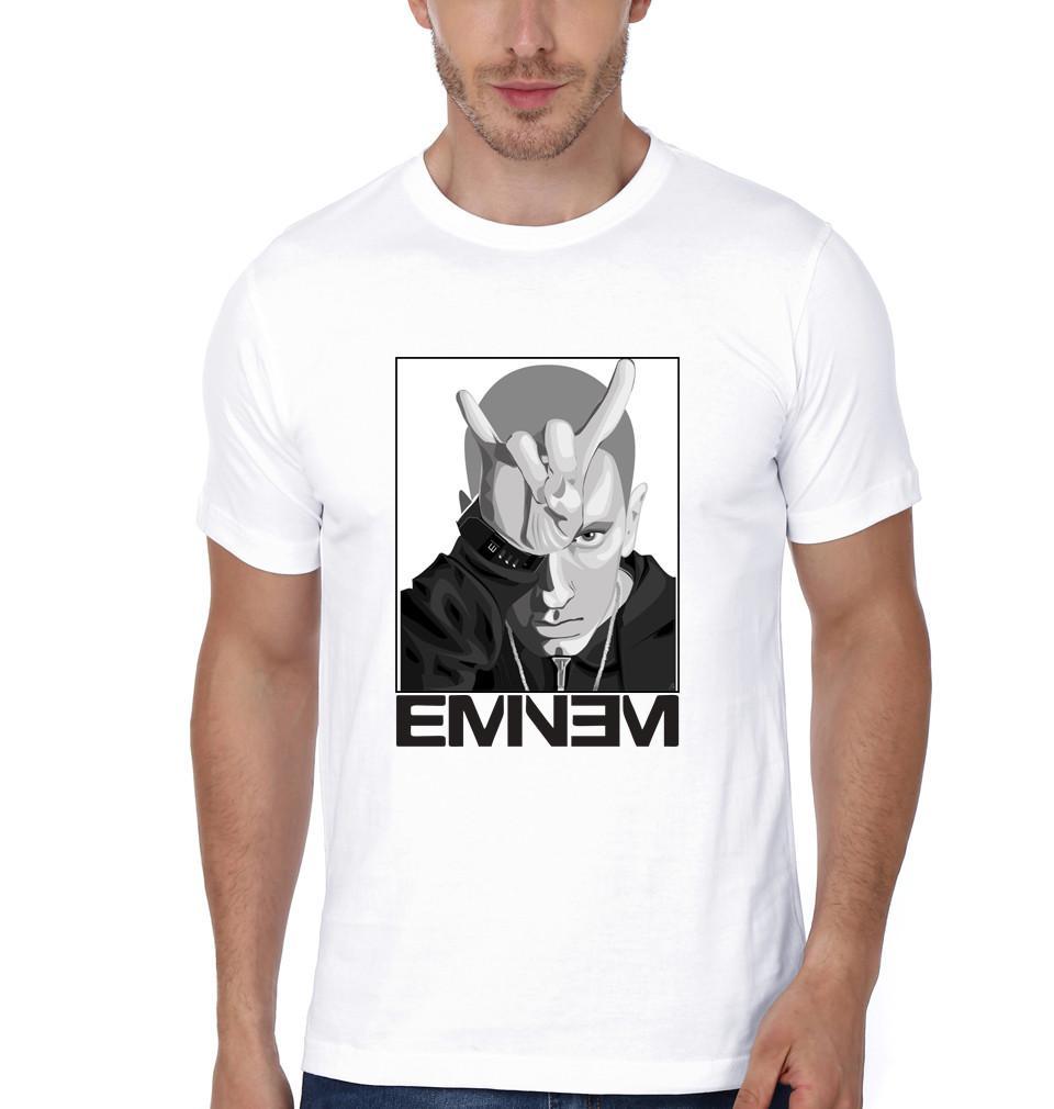 FunkyTradition White Round Neck Eminem Men Half Sleeves T-Shirt
