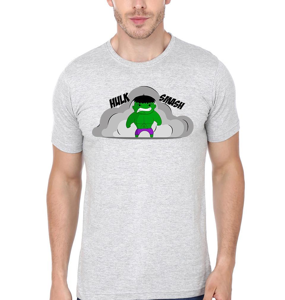 FunkyTradition Grey Round Neck Hulk Smash Men Half Sleeves T-Shirt