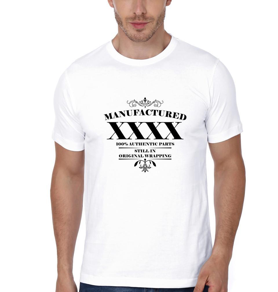 FunkyTradition White Round Neck Manufactured Men Half Sleeves T-Shirt