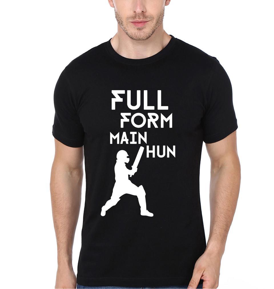 FunkyTradition Black Round Neck Full Form Main Hu Men Half Sleeves T-Shirt