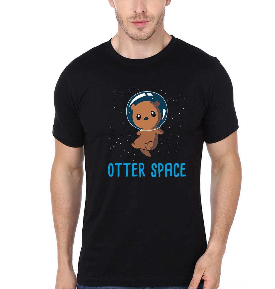 FunkyTradition Black Round Neck Otter Space Men Half Sleeves T-Shirt