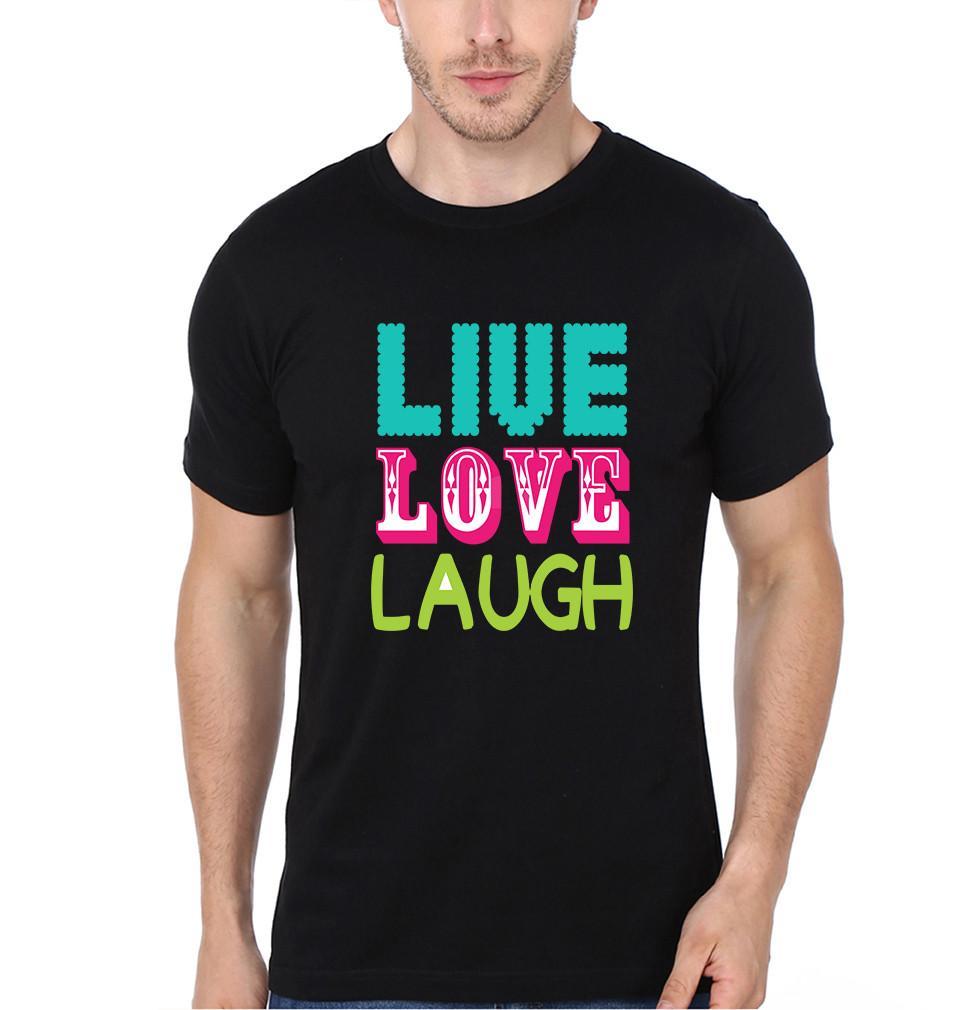 FunkyTradition Black Round Neck Live Love Laugh Half Sleeves T-Shirt