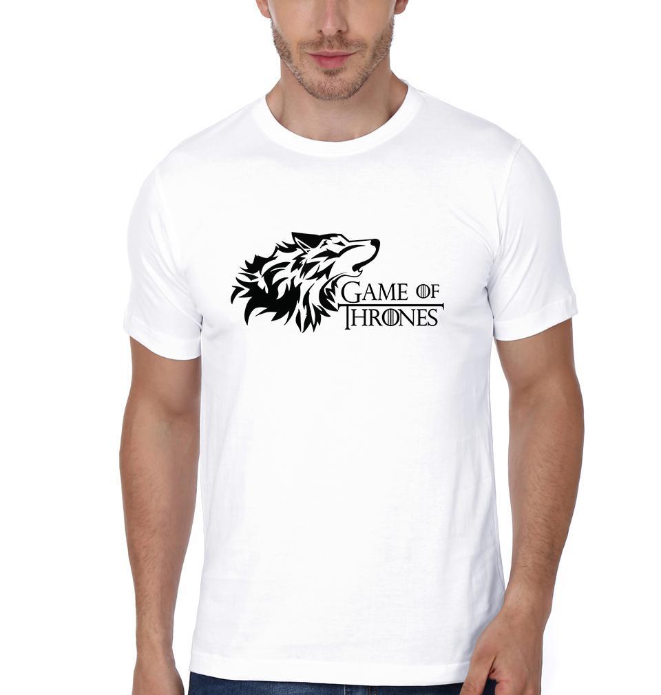 FunkyTradition Whute Round Neck Game Of Thrones Men Half Sleeves T-Shirt