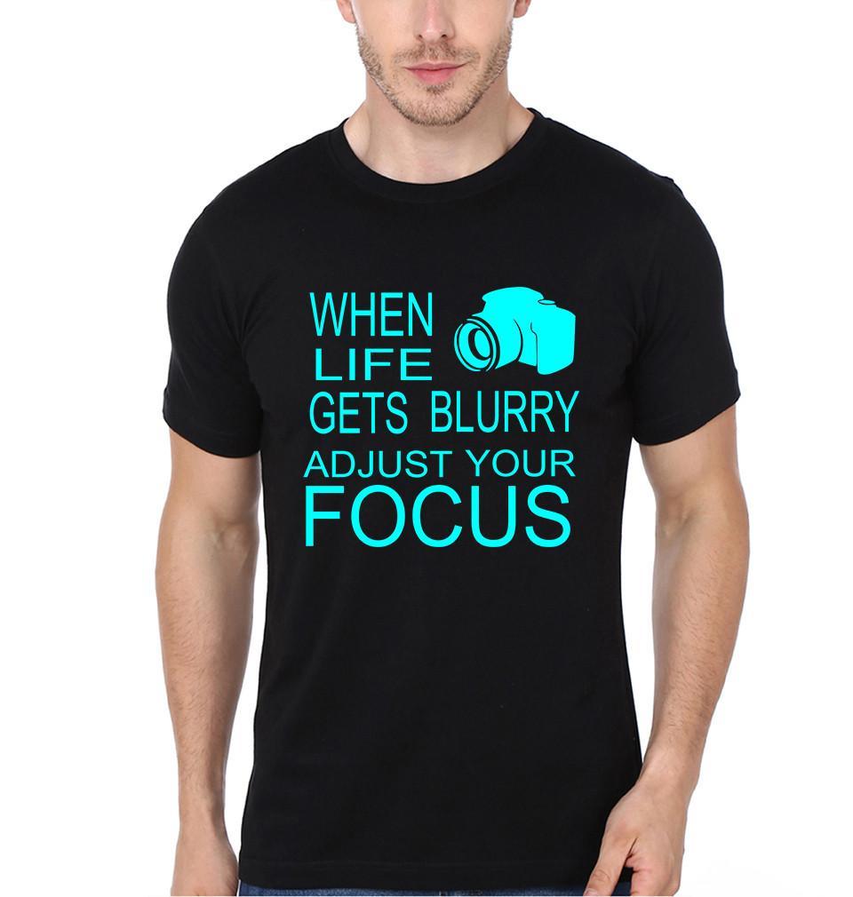 FunkyTradition Black Round Neck When Life Gets Blurry Adjust Your Focus Half Sleeves T-Shirt