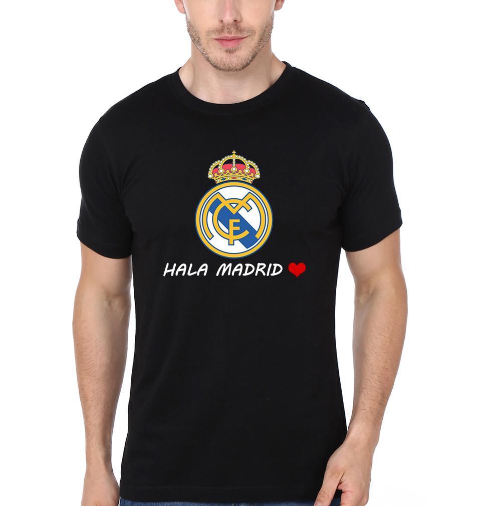 FunkyTradition Round Black FCB Hala Madrid Funny Half Sleeves T-Shirt