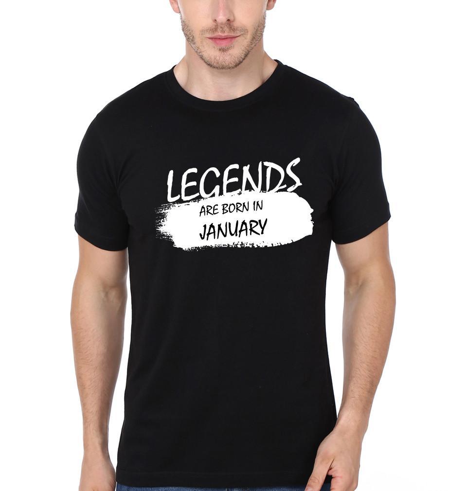 FunkyTradition Black Round Neck Legends Are Born In January Half Sleeves T-Shirt
