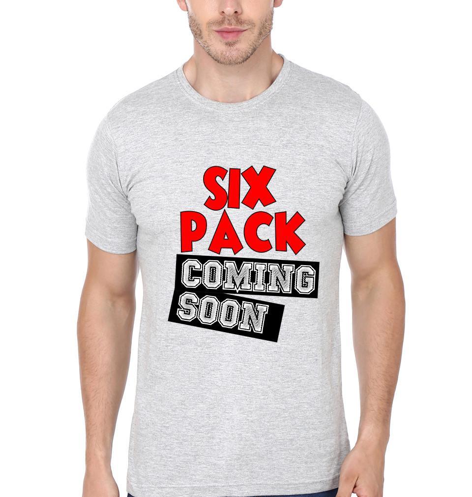 FunkyTradition White Round Neck Six Pack Coming Soon Half Sleeves T-Shirt