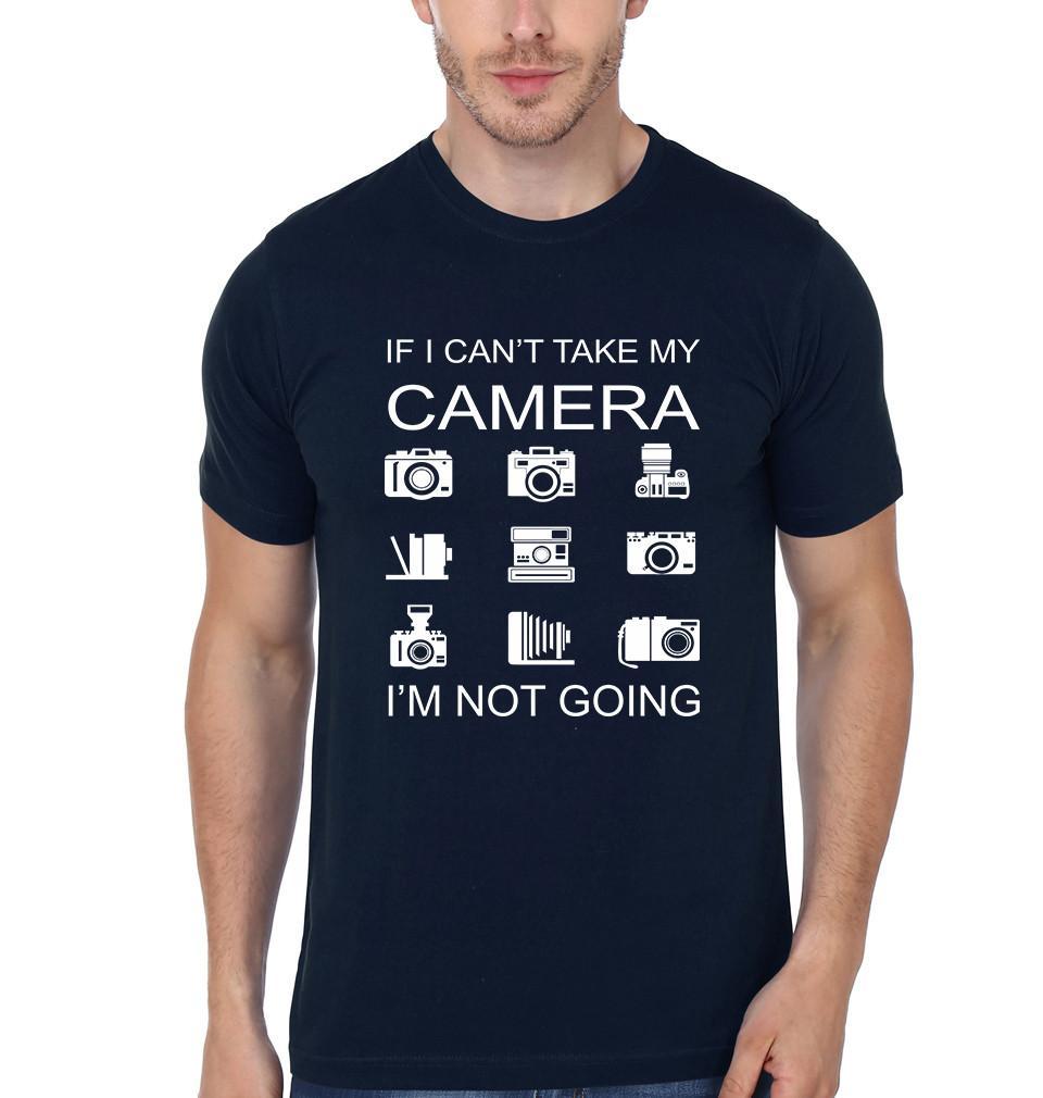 FunkyTradition Navy Blue Round Neck If I Cant Take My Camera Half Sleeves T-Shirt