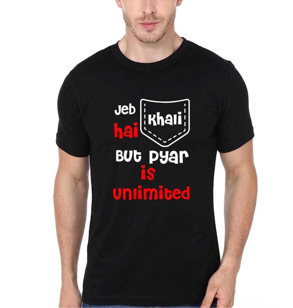 FunkyTradition Round Neck Jeb Hai Khali But Pyar Unlimited Half Sleeves T-Shirt