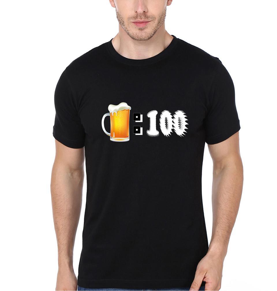 FunkyTradition Black Round Neck Beer 100 Men Half Sleeves T-Shirt