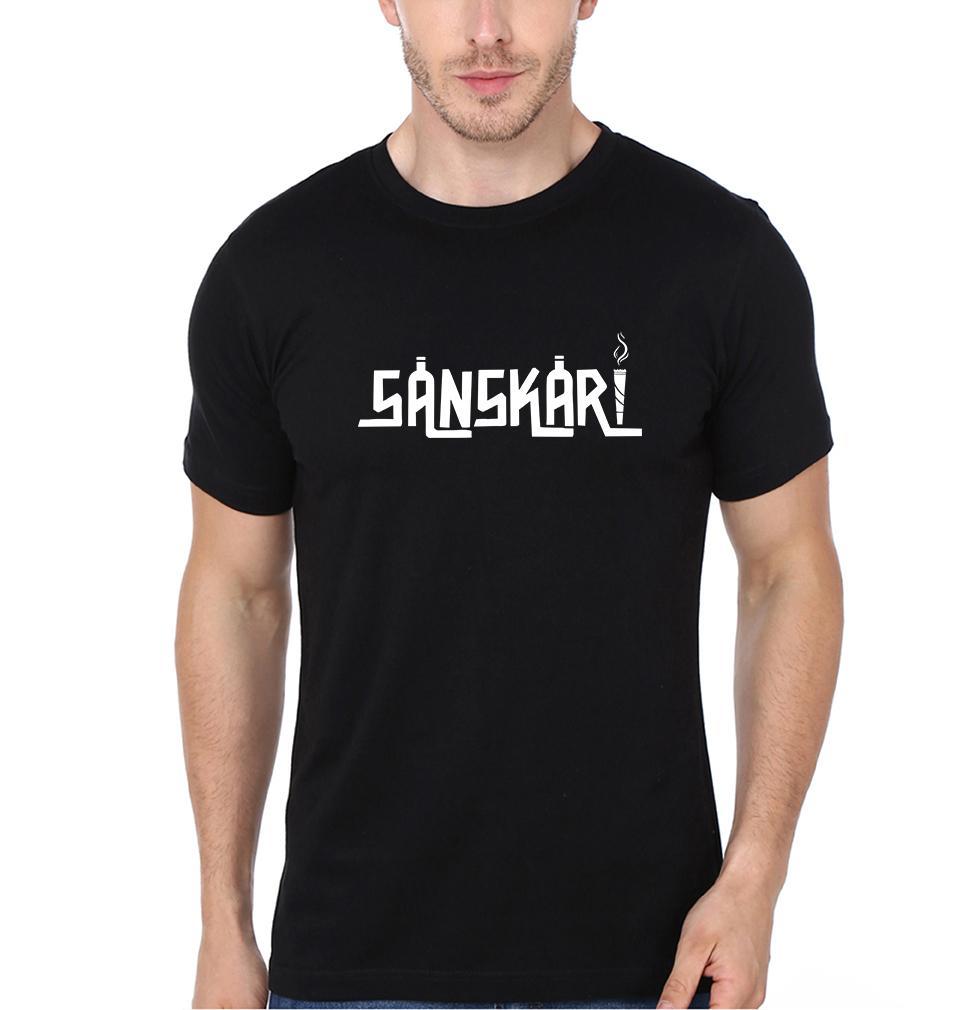 FunkyTradition Black Round Neck Sanskari Men Half Sleeves T-Shirt