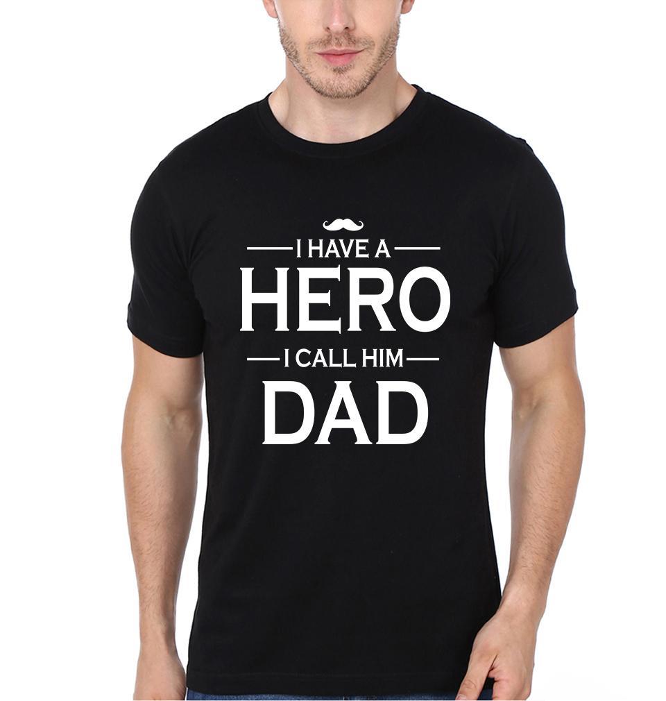 FunkyTradition Black Round Neck I Have A Hero Call Him Dad Men Half Sleeves T-Shirt