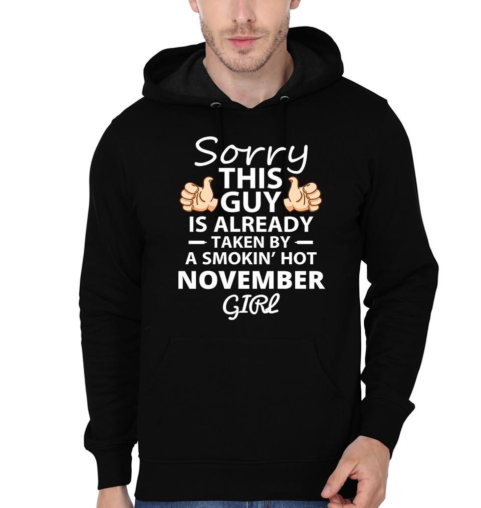 FunkyTradition Sorry This Guy Is Already Taken By Smoking Hote November Girl Black Hoodies