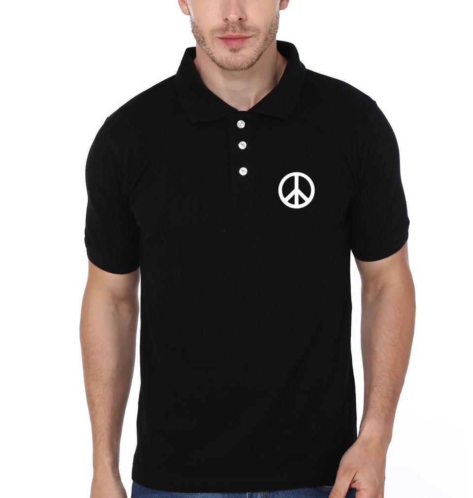 FunkyTradition Peace Logo Mens Half Sleeves Polo T-shirt