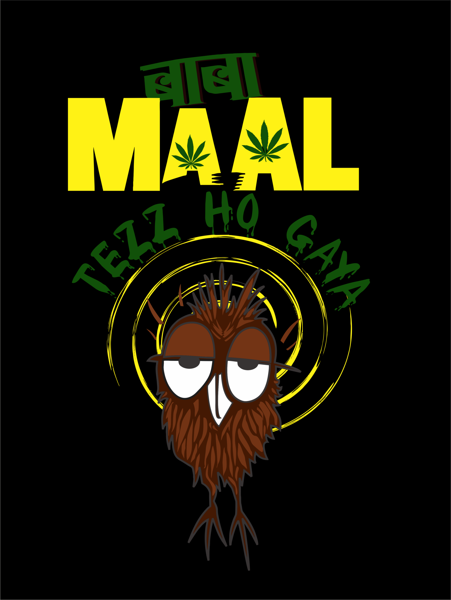 FunkyTradition Black Round Neck Baba Maal Tez Hogaya Half Sleeves T-Shirt