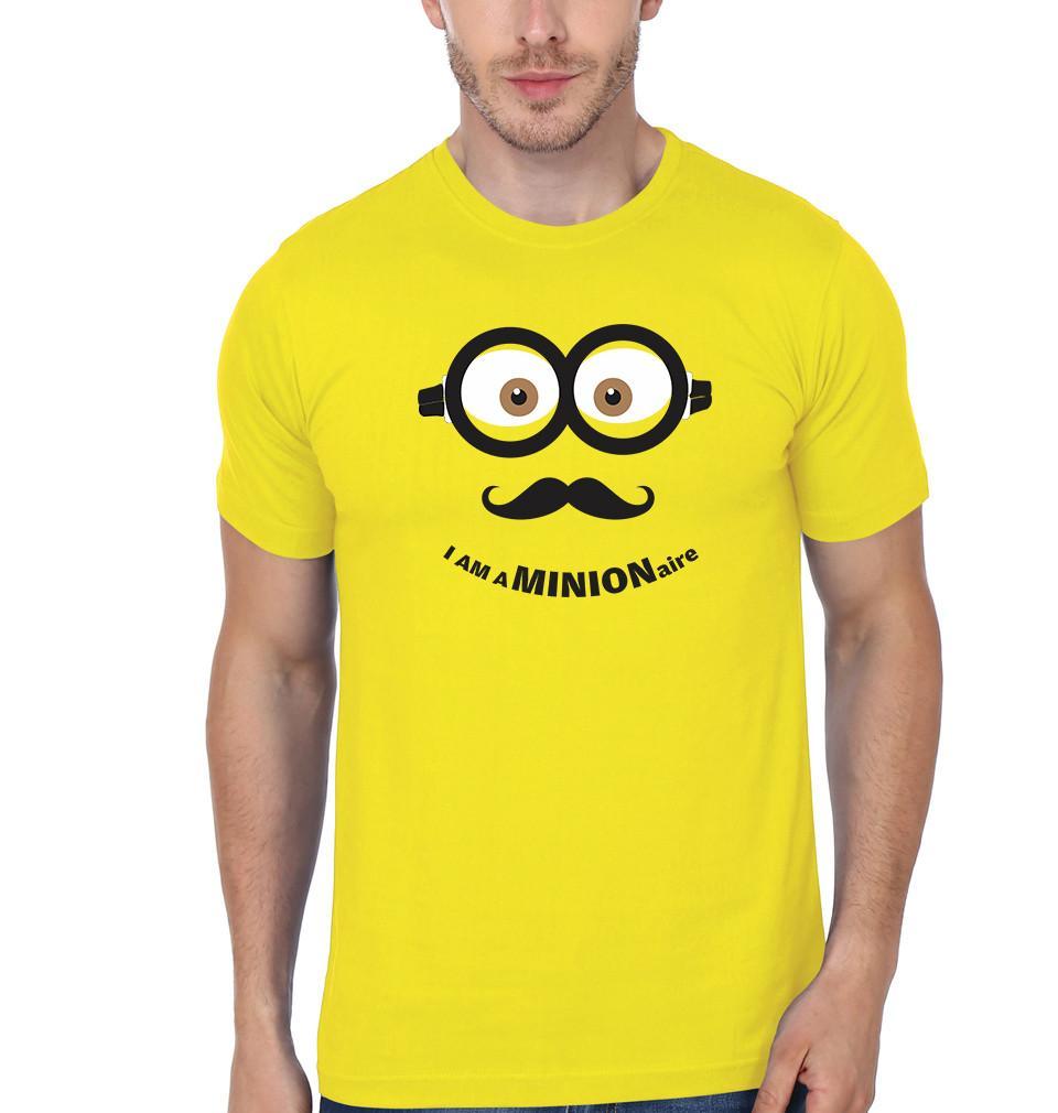 FunkyTradition Yellow Round Neck I Am A Minionaire Men Half Sleeves T-Shirt