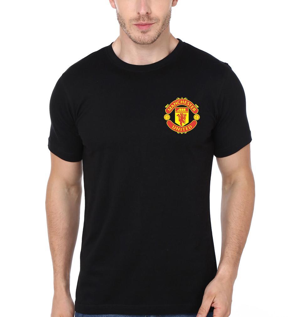 FunkyTradition Black Round Neck Manchester United Logo Half Sleeves T-Shirt