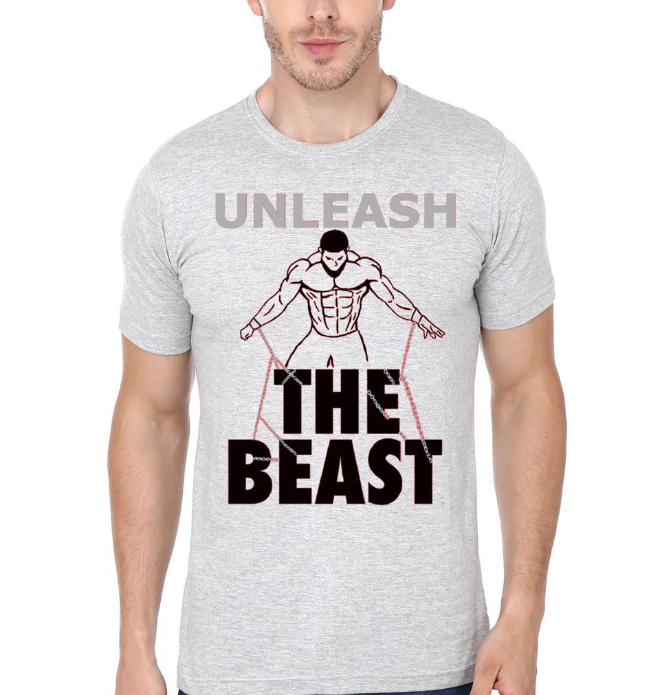FunkyTradition White Round Neck Unleash The Beast Half Sleeves T-Shirt