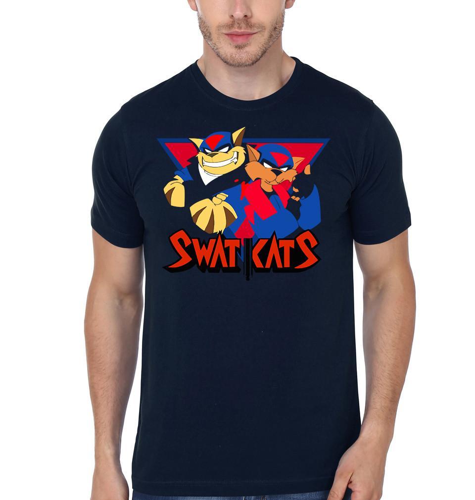 FunkyTradition Navy Blue Round Neck Swat-kat Half Sleeves T-Shirt