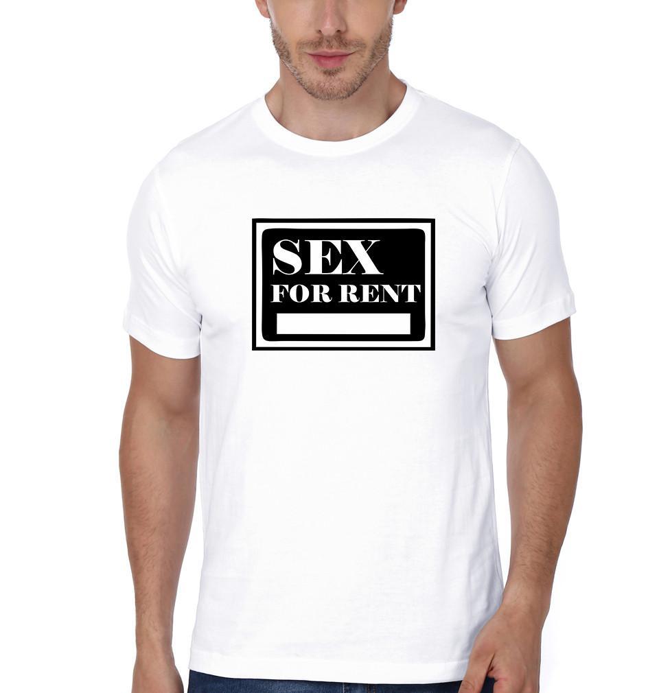 FunkyTradition White Round Neck Sex For Rent Half Sleeves T-Shirt