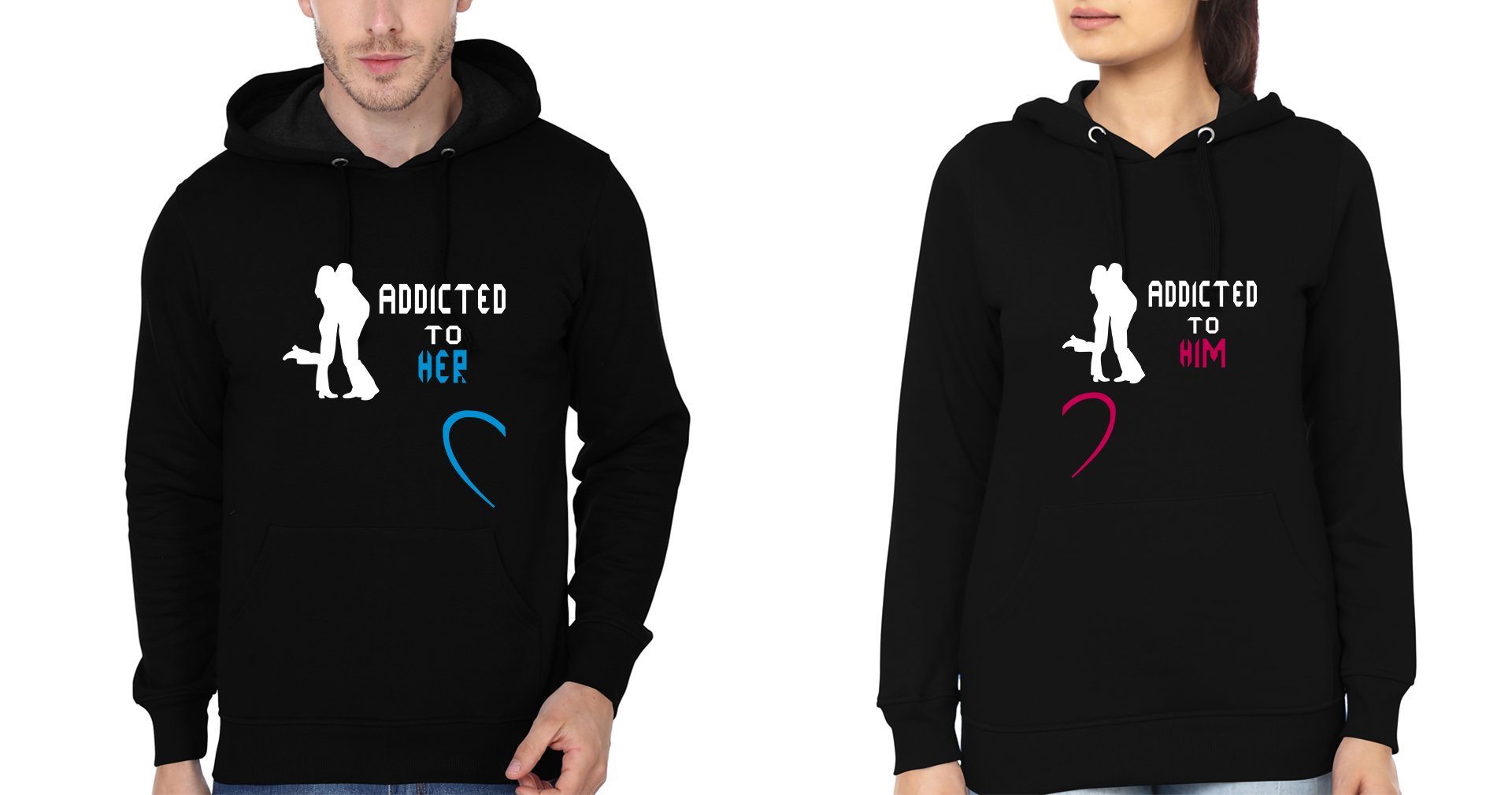 Addicted to her him Couple Hoodie-FunkyTees - Funky Tees Club