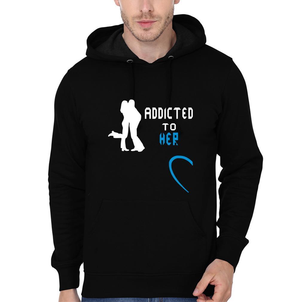 Addicted to her him Couple Hoodie-FunkyTees - Funky Tees Club