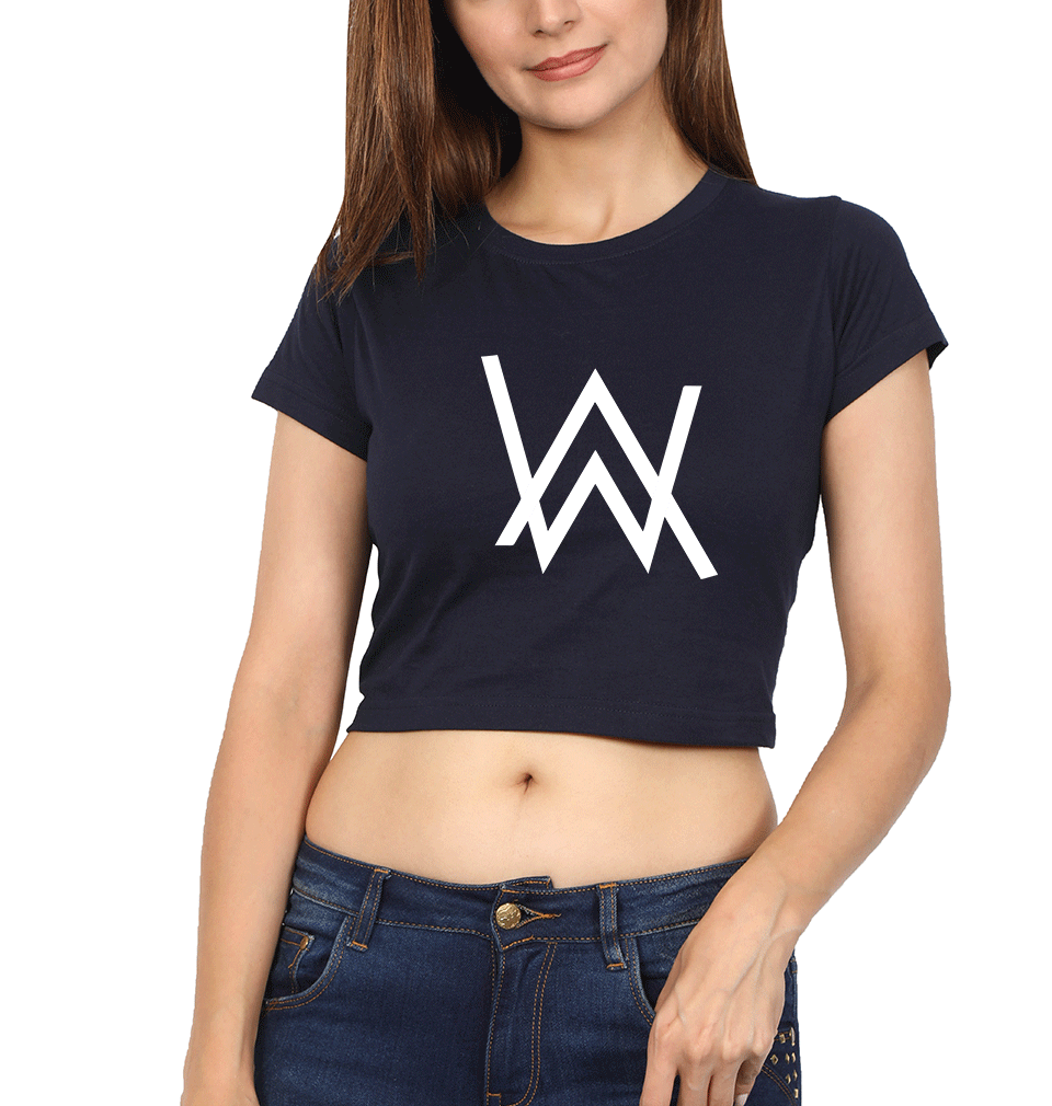 Alan Walker Womens Crop Top-FunkyTradition Half Sleeves T-Shirt FunkyTradition