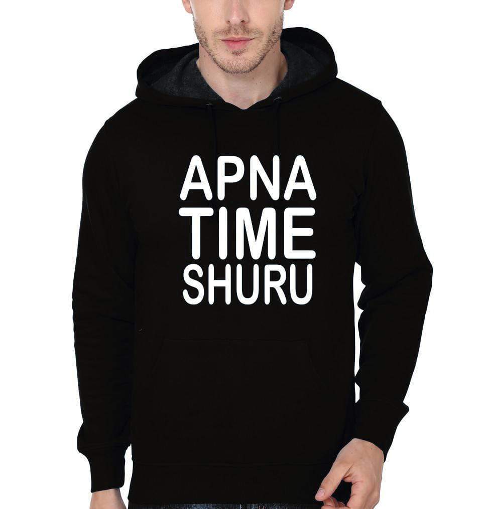 Apna Time Shuru Raees Black Hoodie Full sleeves-Funky Hoodies Hoodies FunkyTradition