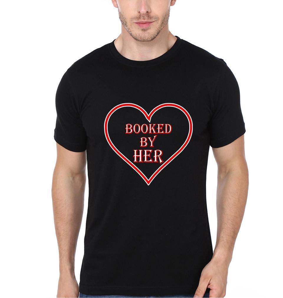 Booked by Him Her Couple Half Sleeves T-Shirts -FunkyTees - Funky Tees Club