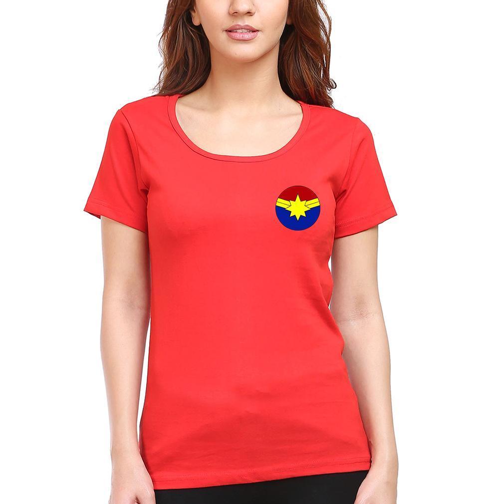 Captain marvel logo Womens Half Sleeves T-Shirts-FunkyTradition Half Sleeves T-Shirt FunkyTradition