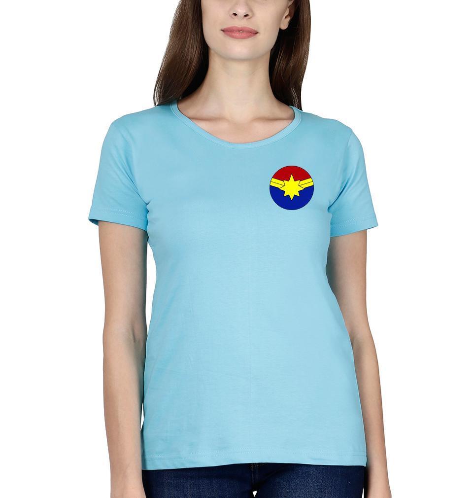 Captain marvel logo Womens Half Sleeves T-Shirts-FunkyTradition Half Sleeves T-Shirt FunkyTradition