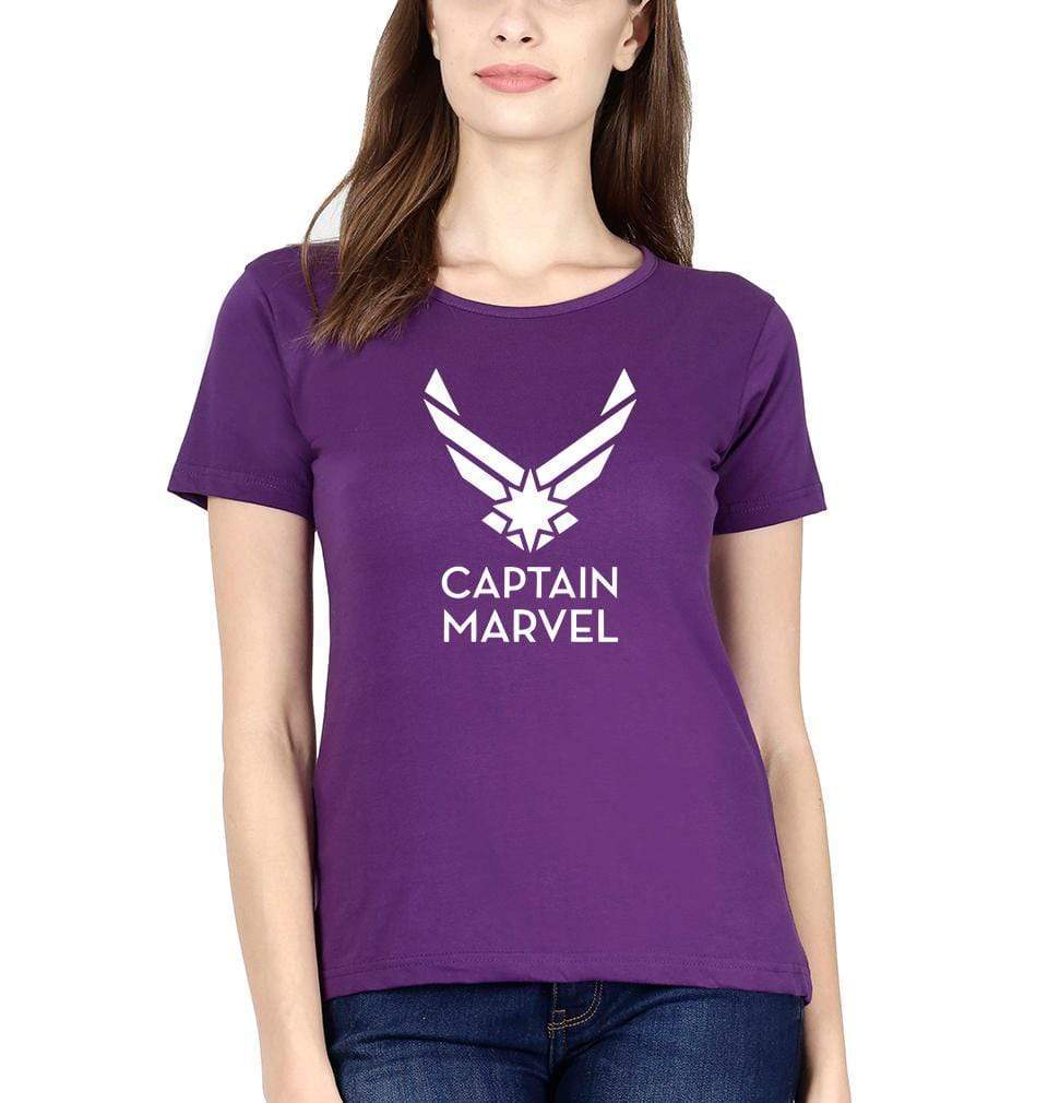 Captain marvel Logo Womens Half Sleeves T-Shirts-FunkyTradition Half Sleeves T-Shirt FunkyTradition