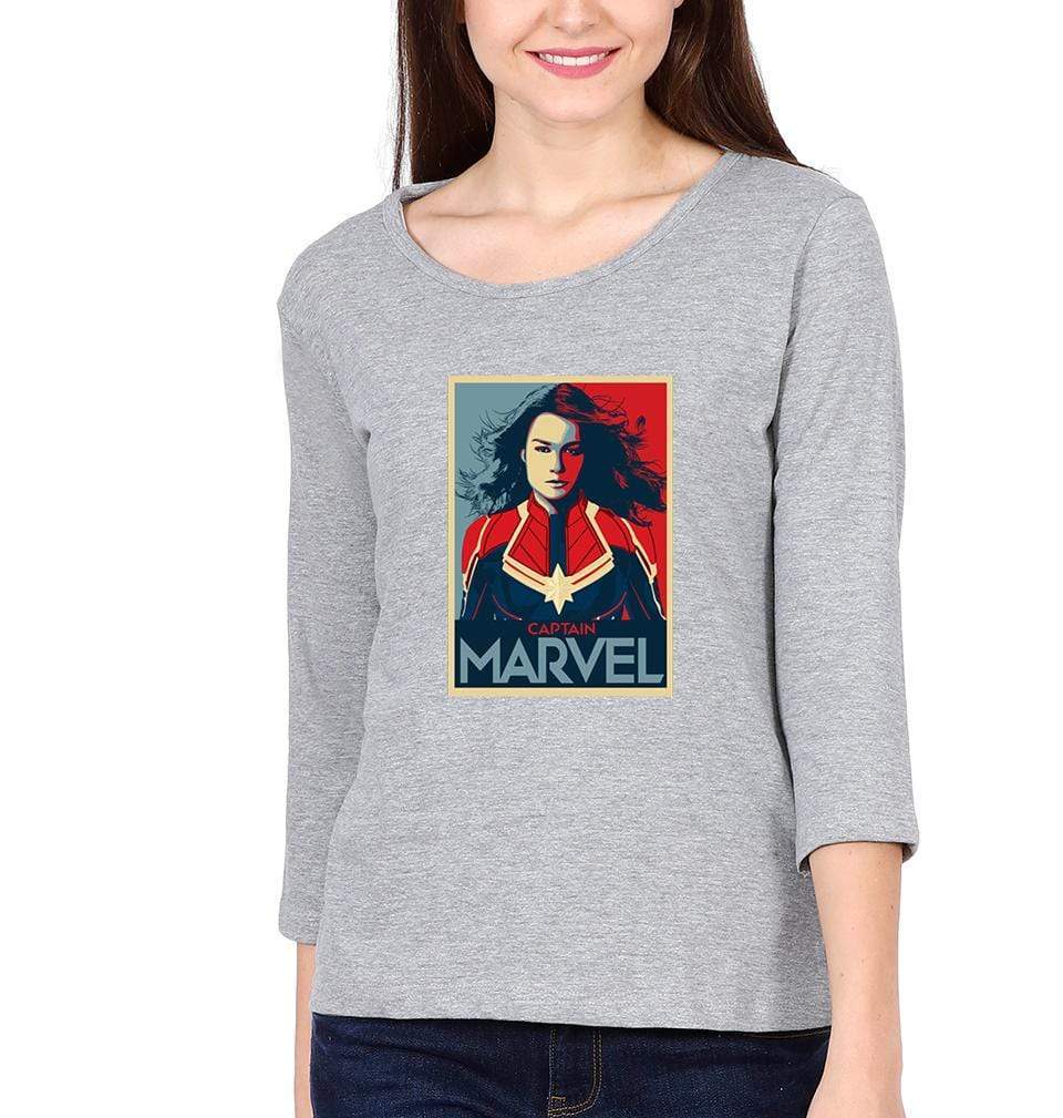 Captain Marvel Womens Full Sleeves T-Shirts-FunkyTradition Half Sleeves T-Shirt FunkyTradition