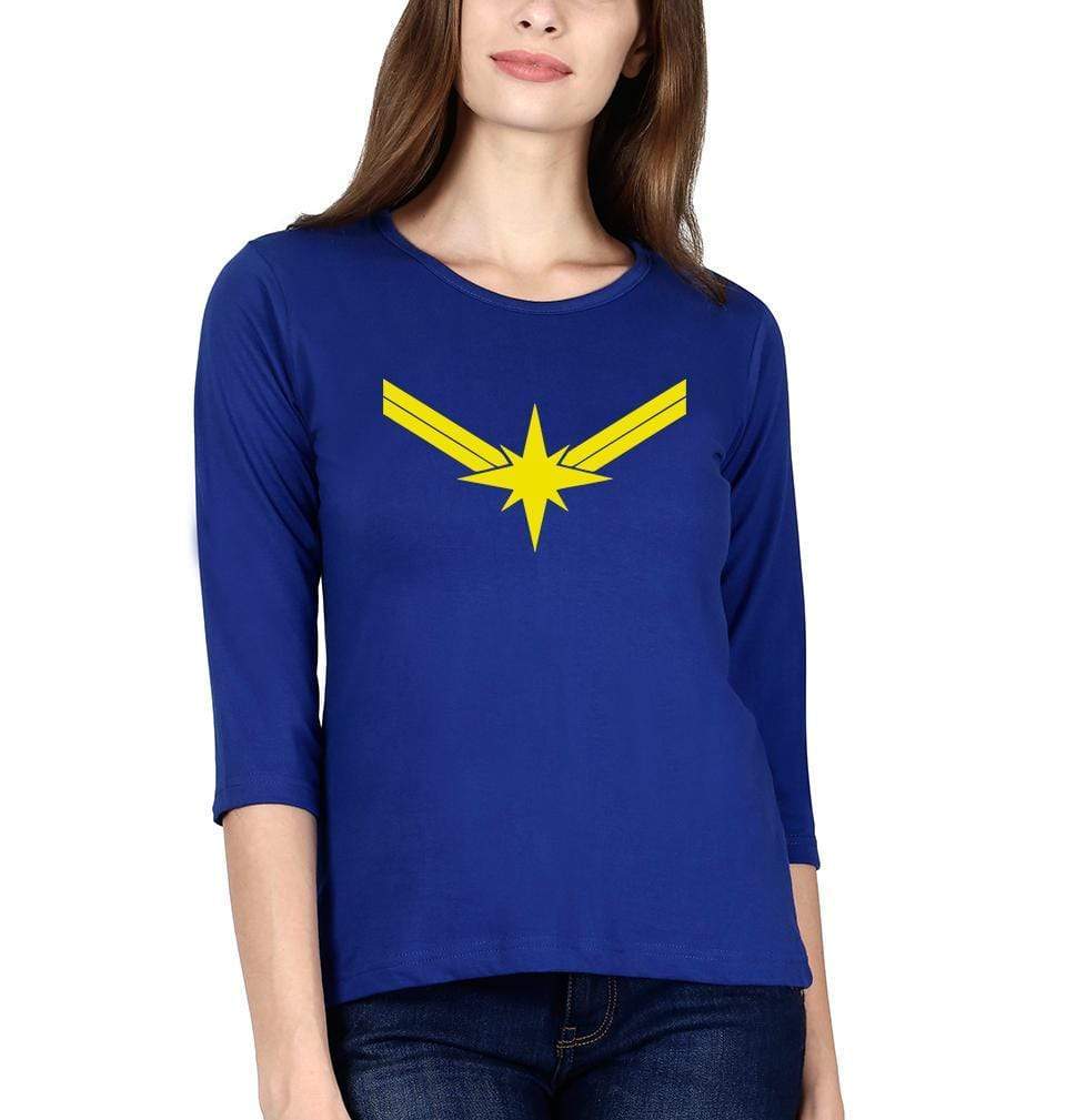 Captain Marvel Womens Full Sleeves T-Shirts-FunkyTradition Half Sleeves T-Shirt FunkyTradition