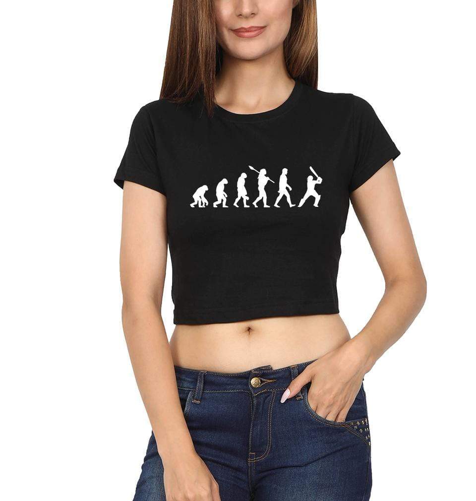 CRICKET Evolution Womens Crop Top-FunkyTradition Half Sleeves T-Shirt FunkyTradition
