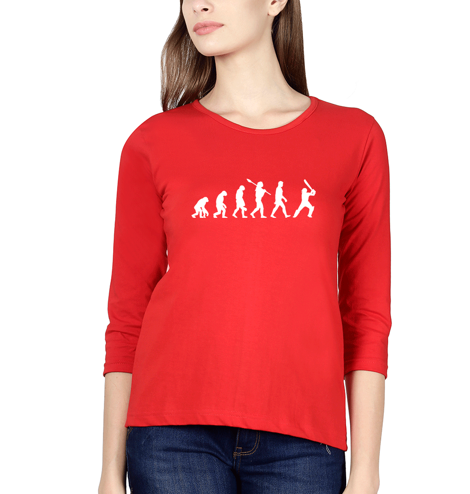 Cricket Evolution Womens Full Sleeves T-Shirts-FunkyTradition Half Sleeves T-Shirt FunkyTradition