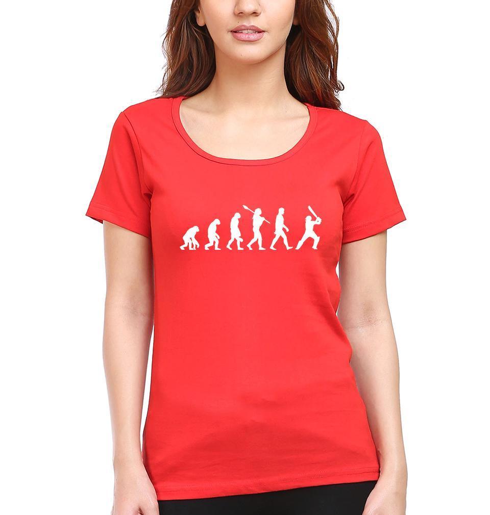 Cricket Evolution Womens Half Sleeves T-Shirts-FunkyTradition Half Sleeves T-Shirt FunkyTradition