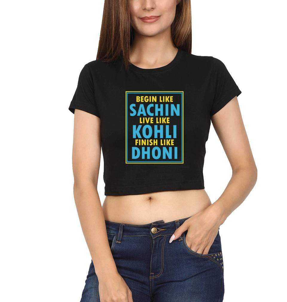 CRICKET Sachin Kohli Dhoni Womens Crop Top-FunkyTradition Half Sleeves T-Shirt FunkyTradition