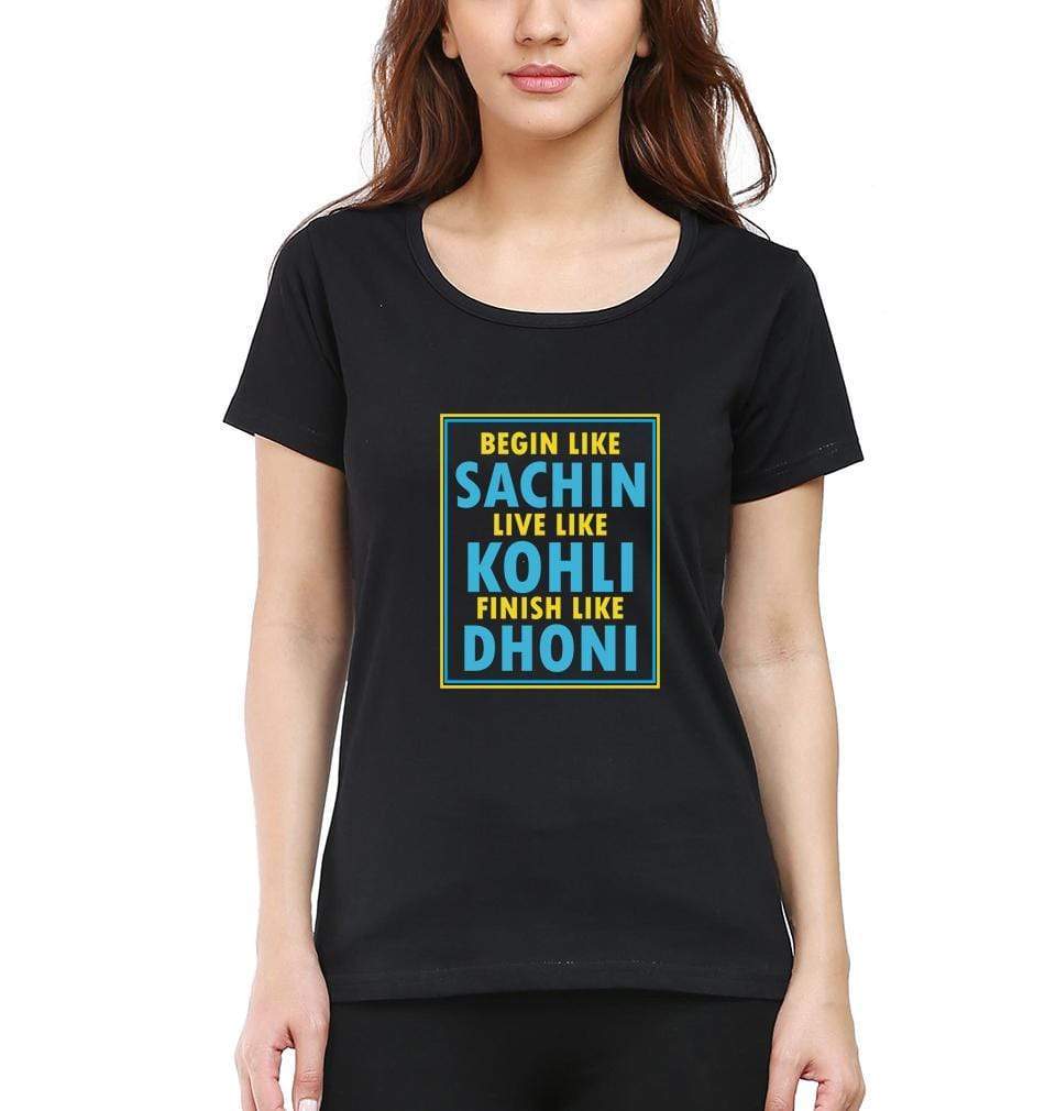 CRICKET Sachin Kohli Dhoni Womens Half Sleeves T-Shirts-FunkyTradition Half Sleeves T-Shirt FunkyTradition
