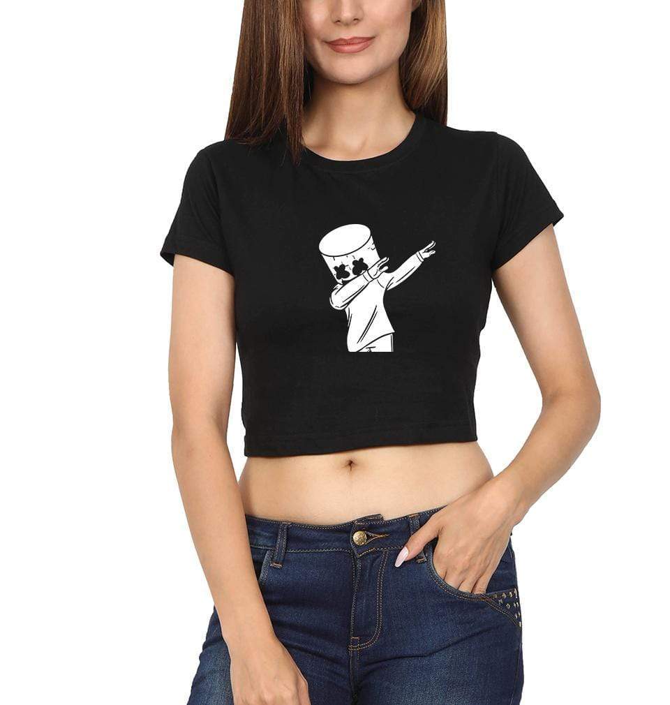 Dab Marshmello Womens Crop Top-FunkyTradition Half Sleeves T-Shirt FunkyTradition