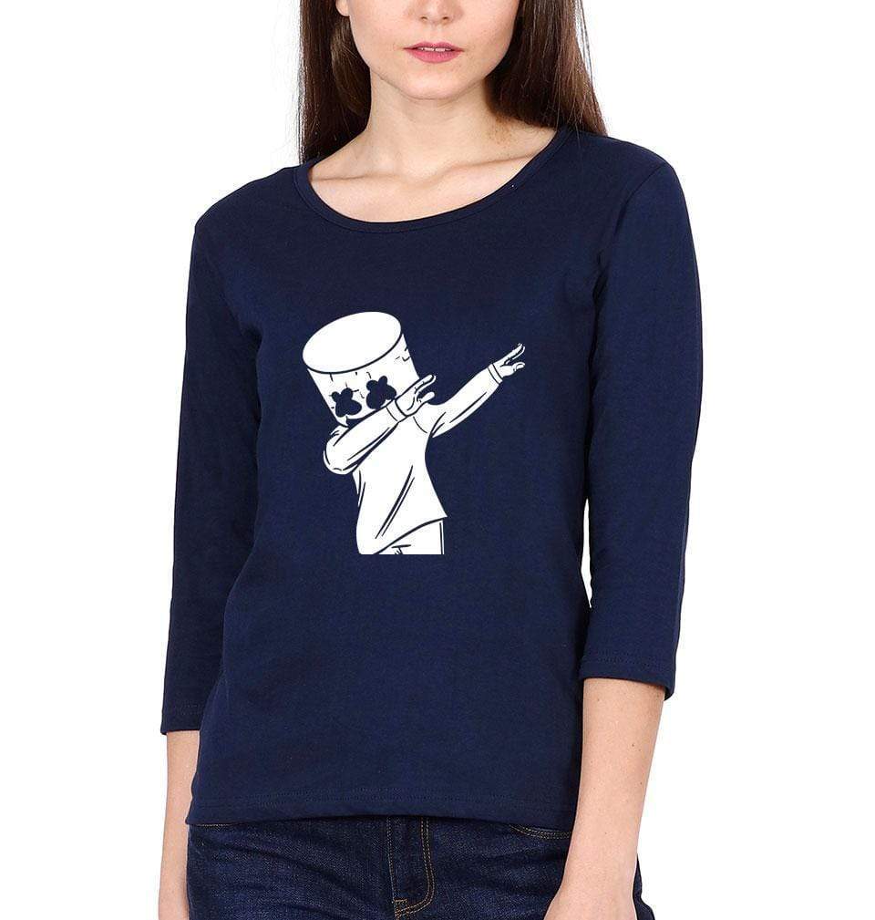 Dab Marshmello Womens Full Sleeves T-Shirts-FunkyTeesClub - FunkyTeesClub