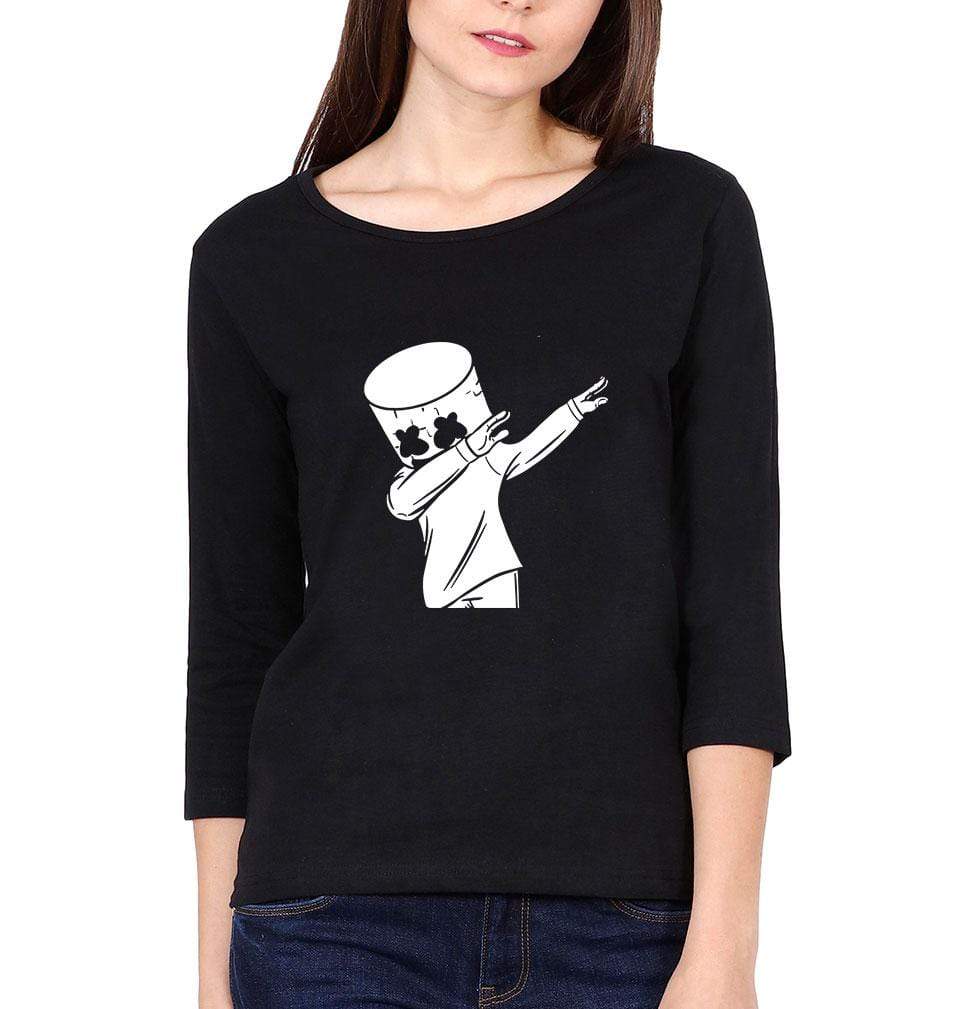 Dab Marshmello Womens Full Sleeves T-Shirts-FunkyTeesClub - FunkyTeesClub