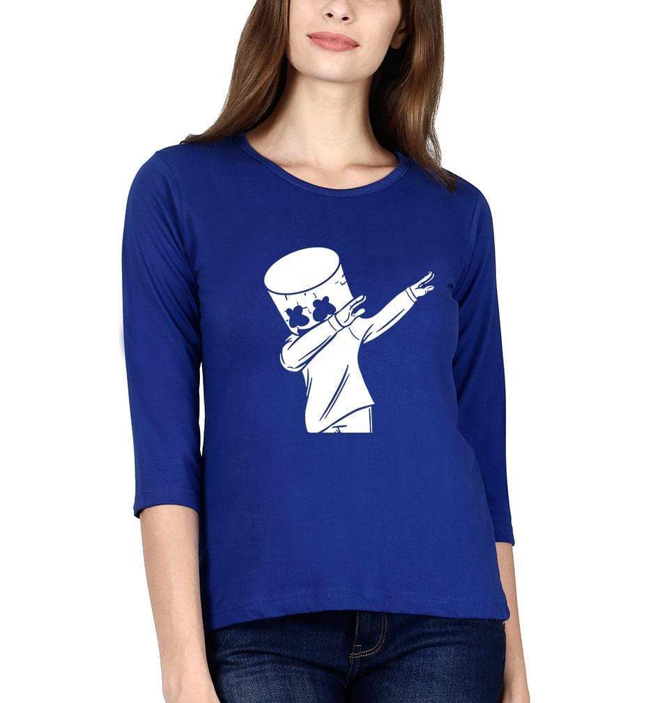 Dab Marshmello Womens Full Sleeves T-Shirts-FunkyTeesClub - FunkyTeesClub