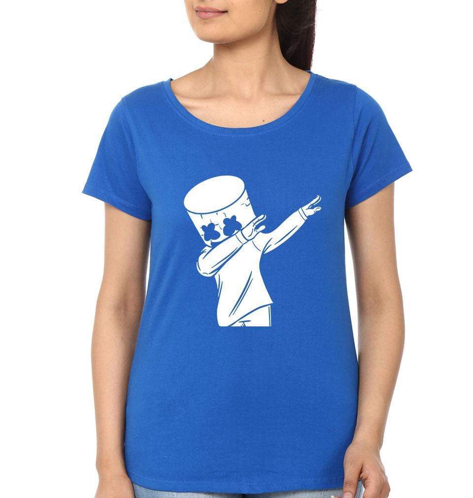 Dab Marshmello Womens Half Sleeves T-Shirts-FunkyTeesClub - FunkyTeesClub